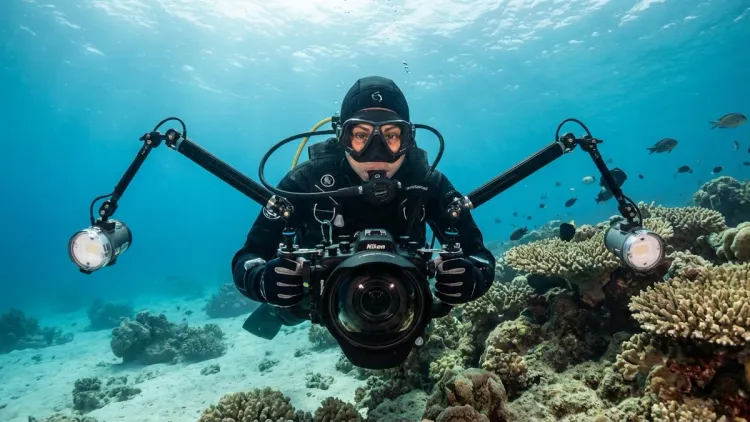 How do I prevent backscatter in my underwater photos?